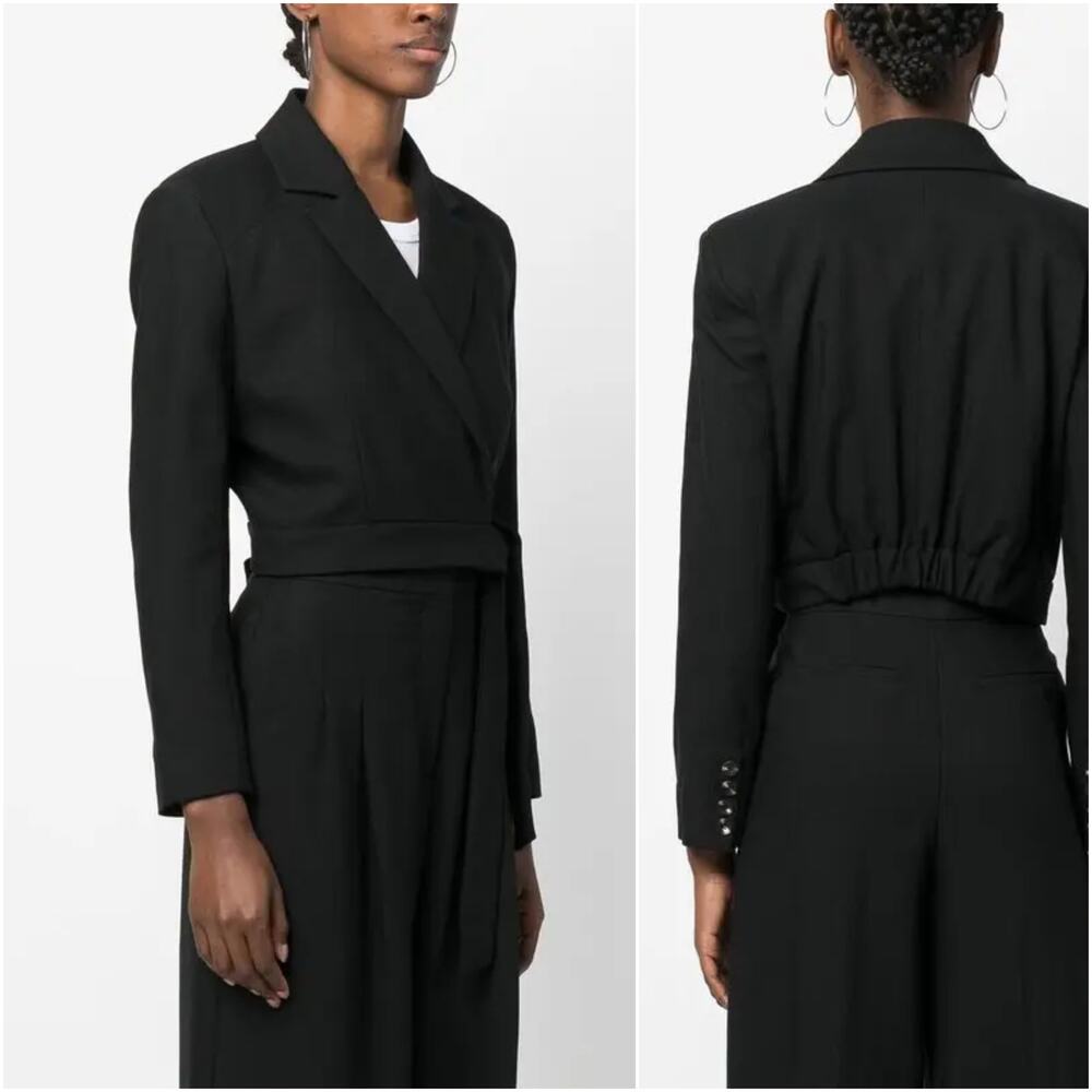 BA&SH Cropped Wraparound Blazer Jacket in Black size Medium